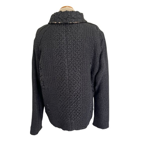 Coldwater Creek Jacket Womens Large Black Floral Reversible Collared Button Up - Picture 2 of 10